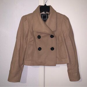 Women’s camel brown wool blend cropped jacket - size XS